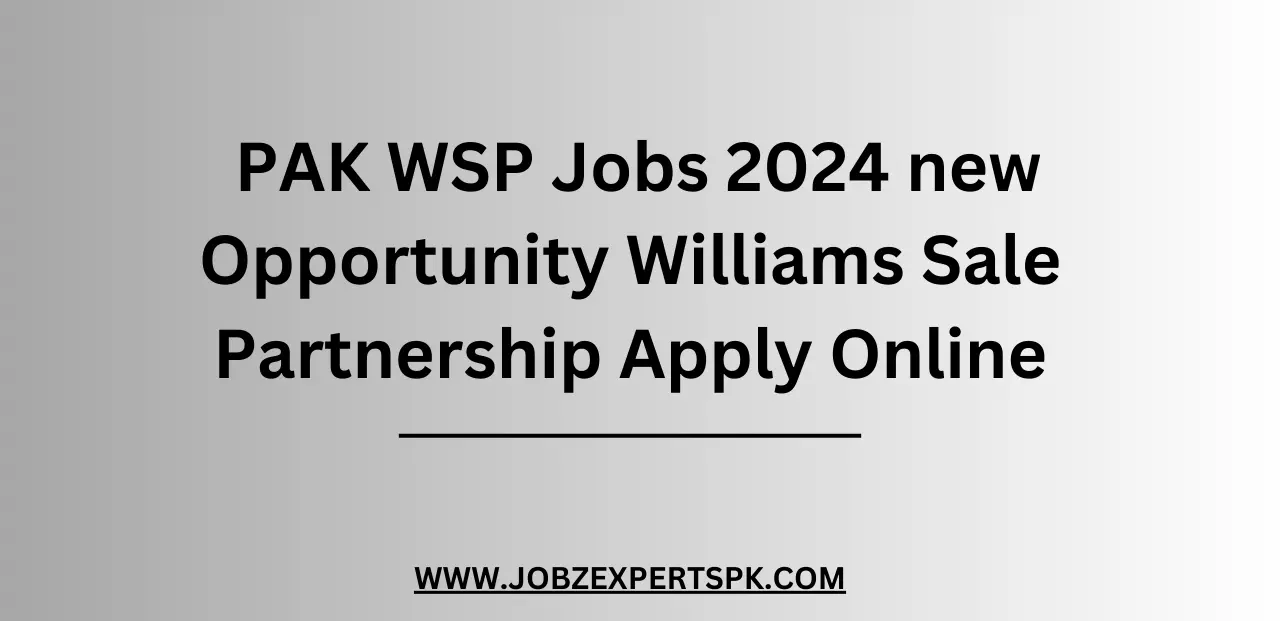  PAK WSP Jobs 2024 new Opportunity Williams Sale Partnership Apply Online